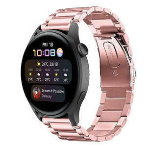 Steel Strap, pink, on a watch, 3/4 front view