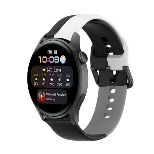 Silicone Triple Sport Strap, on a watch, 3/4 front view