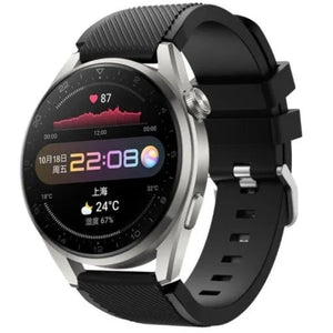 Twill Silicone Strap, black, on a watch, 3/4 front view