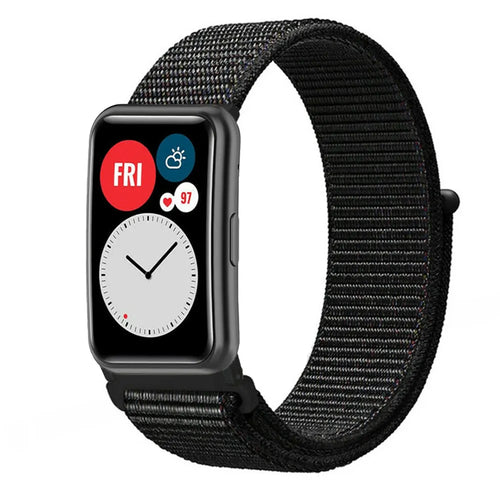 Nylon Strap, black, on a watch, 3/4 front view