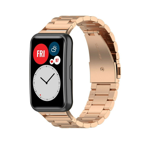 Steel Strap, rose gold, on a watch, 3/4 front view