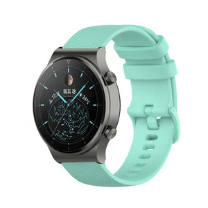Premium Silicone Strap, aqua, on a watch, 3/4 front view