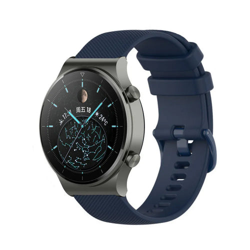 Premium Silicone Strap, dark blue, on a watch, 3/4 front view