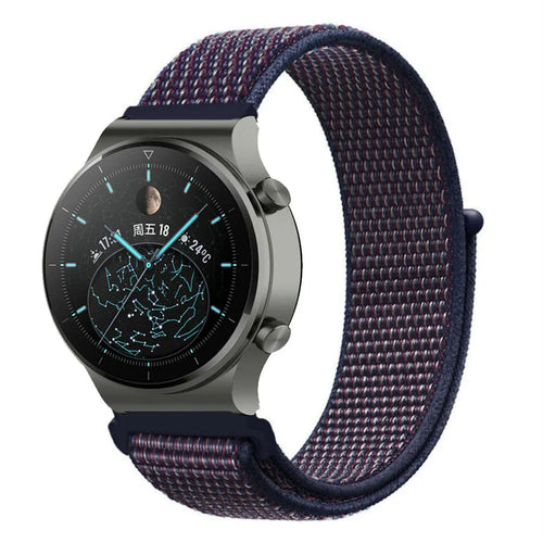 Nylon Strap, indigo, on a watch, 3/4 front view