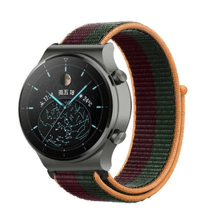 Nylon Strap, dark cherry, on a watch, 3/4 front view