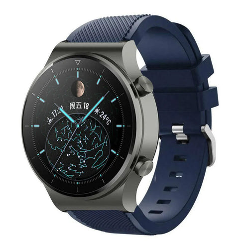 Twill Silicone Strap, dark blue, on a watch, 3/4 front view