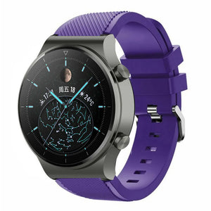 Twill Silicone Strap, purple, on a watch, 3/4 front view