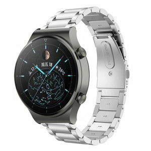 Steel Strap, silver, on a watch, 3/4 front view