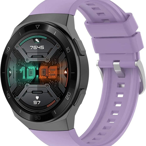 Silicone Strap, light purple, on a watch, 3/4 front view