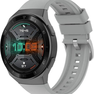 Silicone Strap, grey, on a watch, 3/4 front view