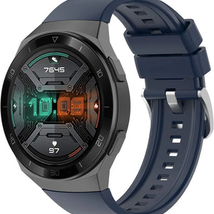 Silicone Strap, dark blue, on a watch, 3/4 front view