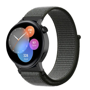 Nylon Strap, green, on a watch, 3/4 front view