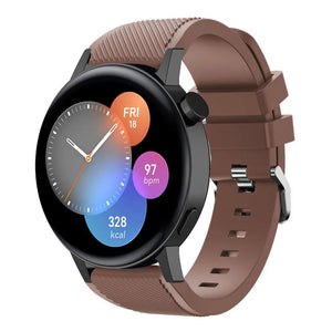 Twill Silicone Strap, brown, on a watch, 3/4 front view
