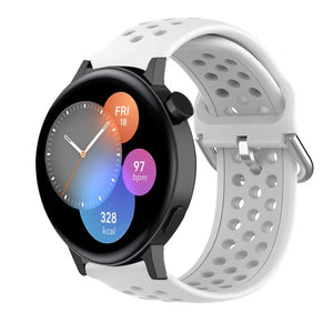 Breathable Silicone Strap, white, on a watch, 3/4 front view