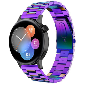 Steel Strap, pearlescent, on a watch, 3/4 front view
