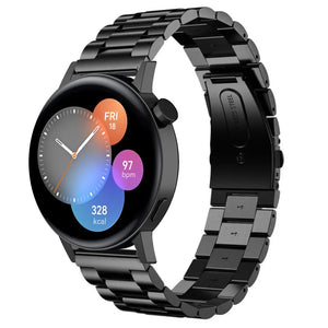 Steel Strap, black, on a watch, 3/4 front view