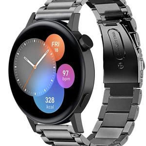 Titanium Strap, graphite, on a watch, 3/4 front view