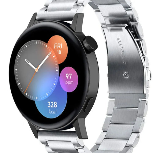 Titanium Strap, silver, on a watch, 3/4 front view