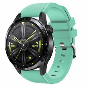 Twill Silicone Strap, aqua, on a watch, 3/4 front view
