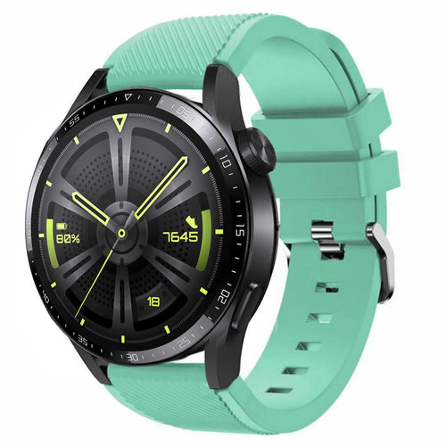 Twill Silicone Strap, aqua, on a watch, 3/4 front view