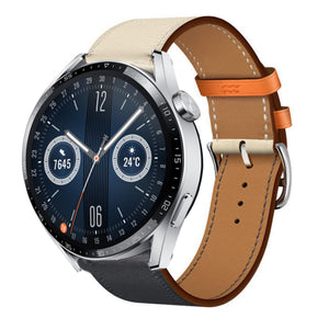 Leather Strap 'Duo', on a watch, 3/4 front view