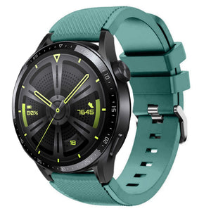 Twill Silicone Strap, viridian, on a watch, 3/4 front view