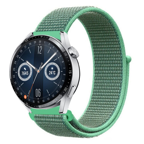 Nylon Strap, mint, on a watch, 3/4 front view