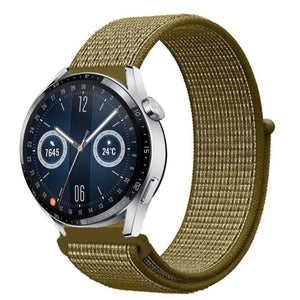 Nylon Strap, olive, on a watch, 3/4 front view
