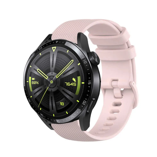Premium Silicone Strap, pink, on a watch, 3/4 front view