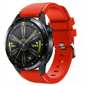 Twill Silicone Strap, red, on a watch, 3/4 front view