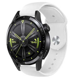 Silicone Sport Strap, white, on a watch, 3/4 front view