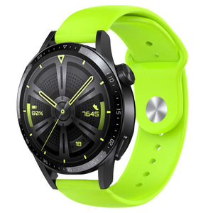 Silicone Sport Strap, light green, on a watch, 3/4 front view