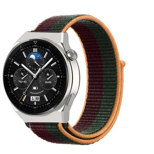 Nylon Strap, dark cherry, on a watch, 3/4 front view
