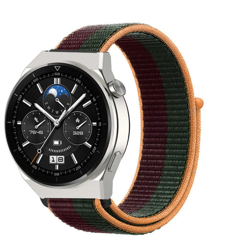 Nylon Strap, dark cherry, on a watch, 3/4 front view
