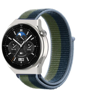 Nylon Strap, moss green, on a watch, 3/4 front view