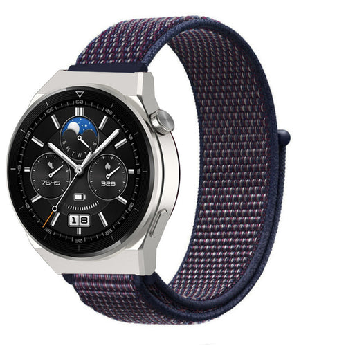 Nylon Strap, indigo, on a watch, 3/4 front view