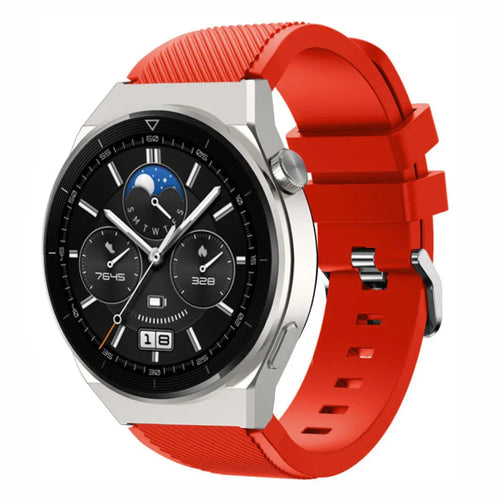 Twill Silicone Strap, red, on a watch, 3/4 front view