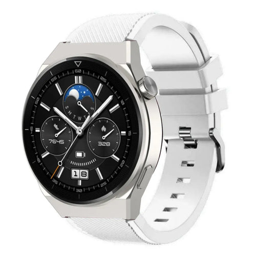 Twill Silicone Strap, white, on a watch, 3/4 front view