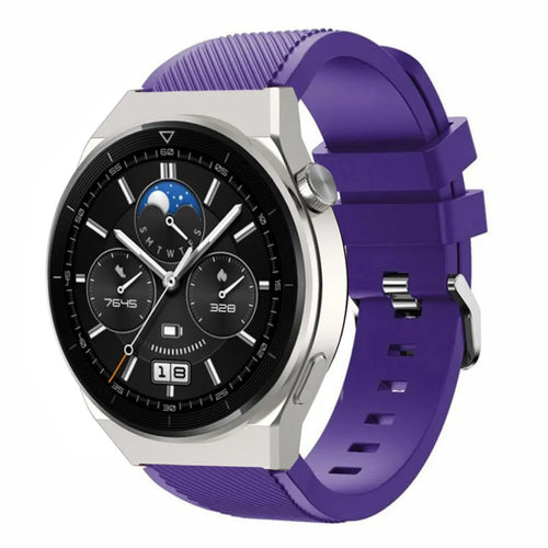 Twill Silicone Strap, purple, on a watch, 3/4 front view