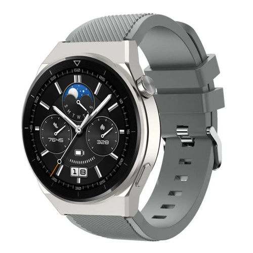 Twill Silicone Strap, grey, on a watch, 3/4 front view