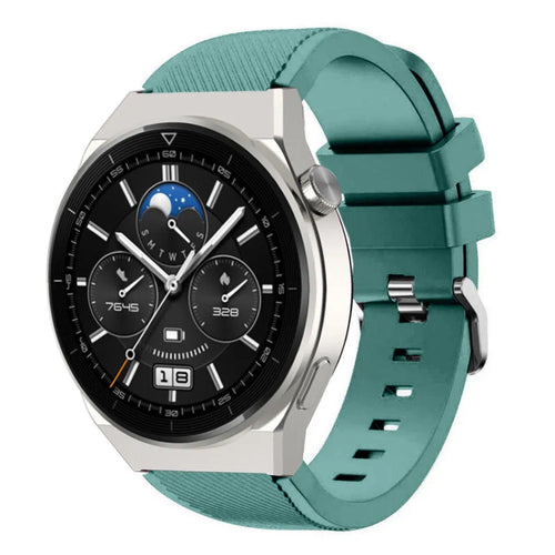Twill Silicone Strap, viridian, on a watch, 3/4 front view