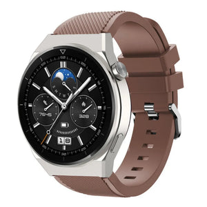 Twill Silicone Strap, brown, on a watch, 3/4 front view