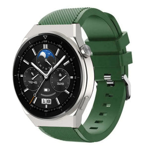 Twill Silicone Strap, army green, on a watch, 3/4 front view