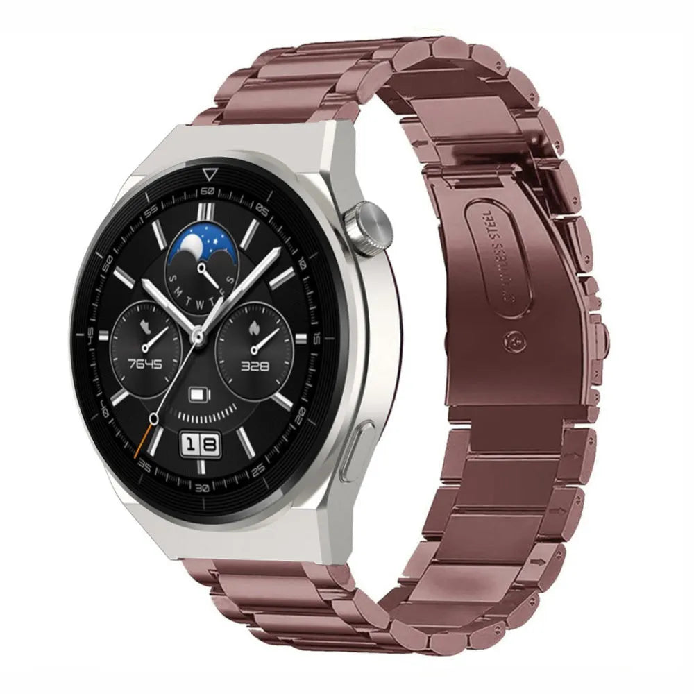 Steel Strap, bronze, on a watch, 3/4 front view