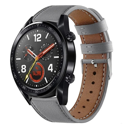 Modern Leather Strap, grey, on a watch, 3/4 front view