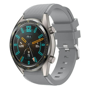 Twill Silicone Strap, grey, on a watch, 3/4 front view