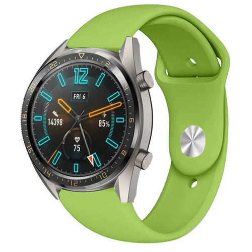 Silicone Sport Strap, light green, on a watch, 3/4 front view