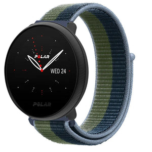 Nylon Strap, moss green, on a watch, 3/4 front view