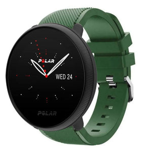 Twill Silicone Strap, army green, on a watch, 3/4 front view