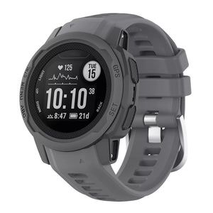 Silicone Strap, dark grey, on a watch, 3/4 front view